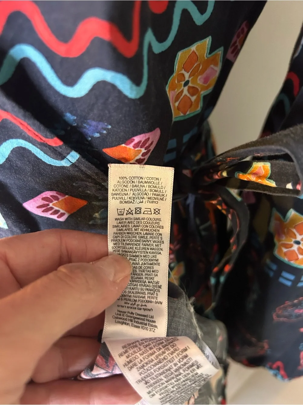 NEVER FULLY DRESSED WRAP DRESS WITH MULTICOLORED PATTERN SIZE 6